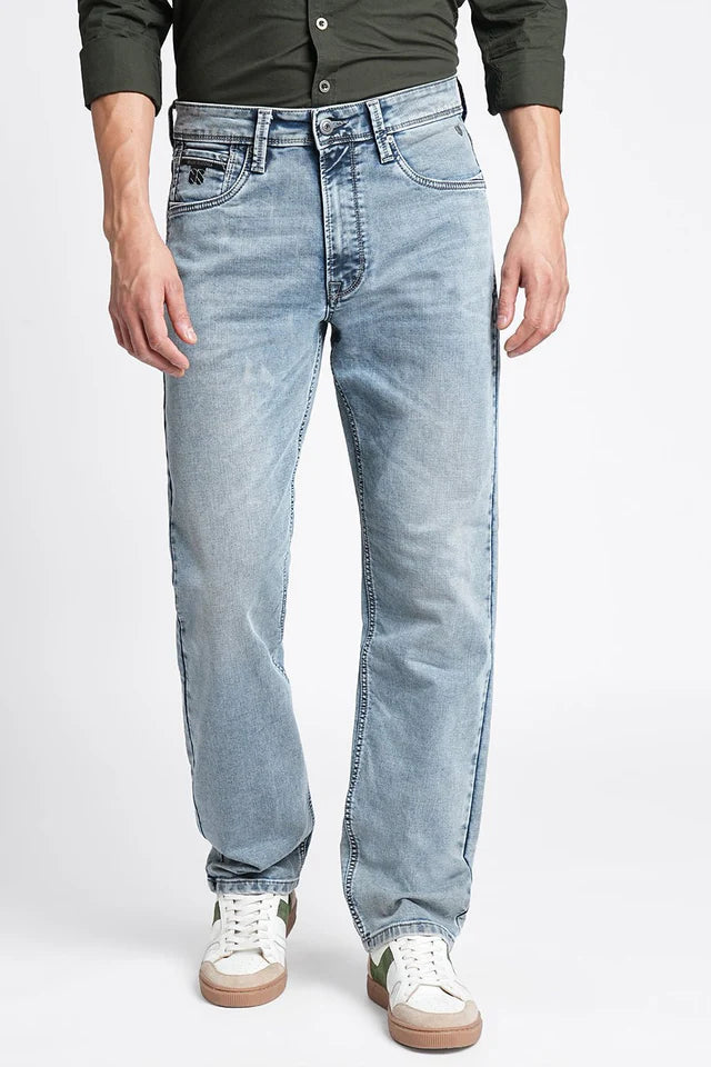 Premium Mid Blue Relax Fit Jeans for Men with Durable Denim and Comfortable Fit