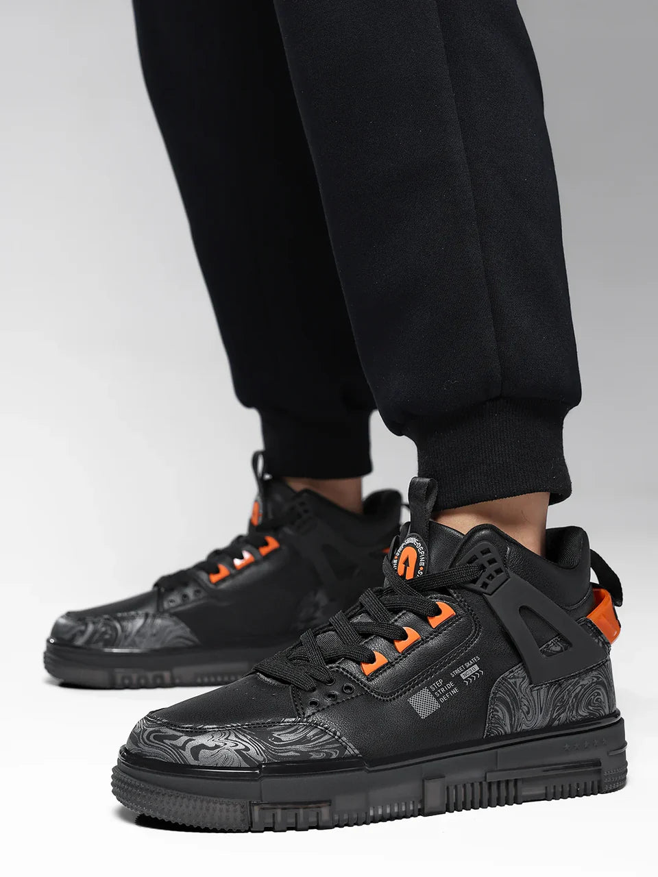 Trendy Street Skate 3.0 Shadow Black Mid Top Premium Flat Sole Sneakers for Stylish Everyday Wear