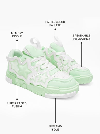 Astron White Green Sneakers with Sleek Design, Comfortable Fit, and Everyday Street Style Appeal