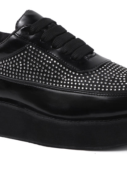 Stylish Black Platform Shoes for Women with Chunky Heel Design