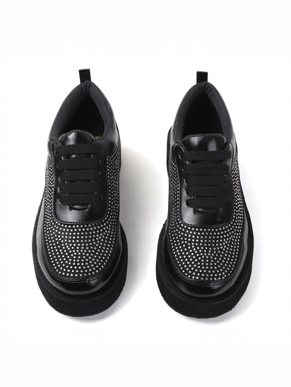 Stylish Black Platform Shoes for Women with Chunky Heel Design