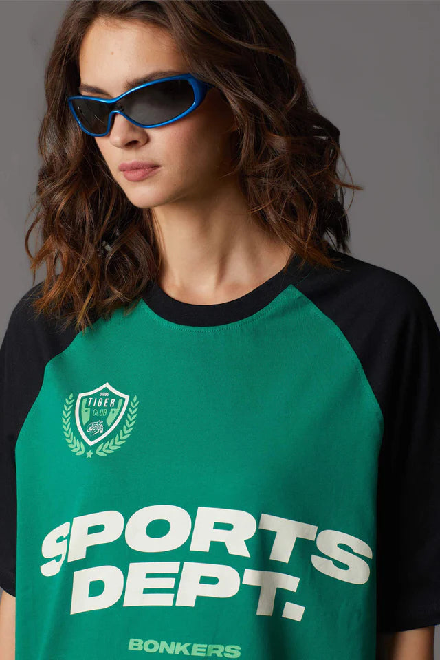 Sports Dept Oversized T-Shirt for Women with Trendy Graphic Print and Relaxed Fit