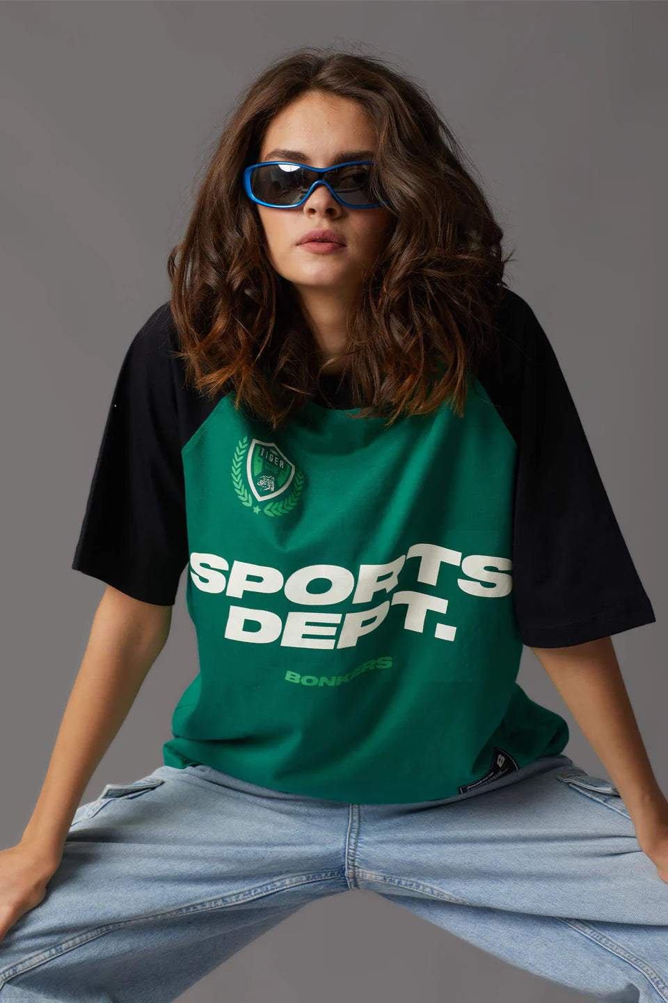 Sports Dept Oversized T-Shirt for Women with Trendy Graphic Print and Relaxed Fit
