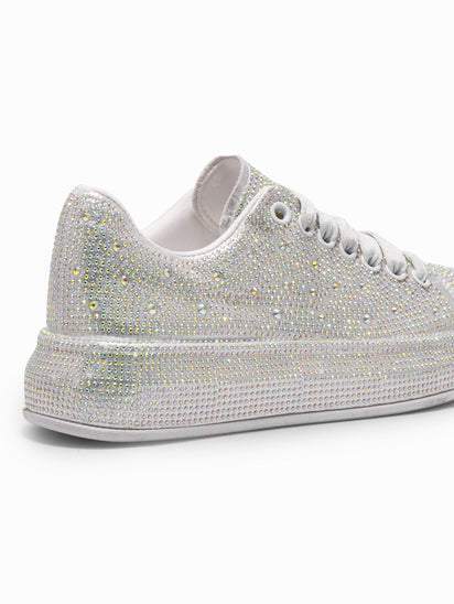 Trendy Stardust Silver Sneakers with Breathable Upper and Modern Design