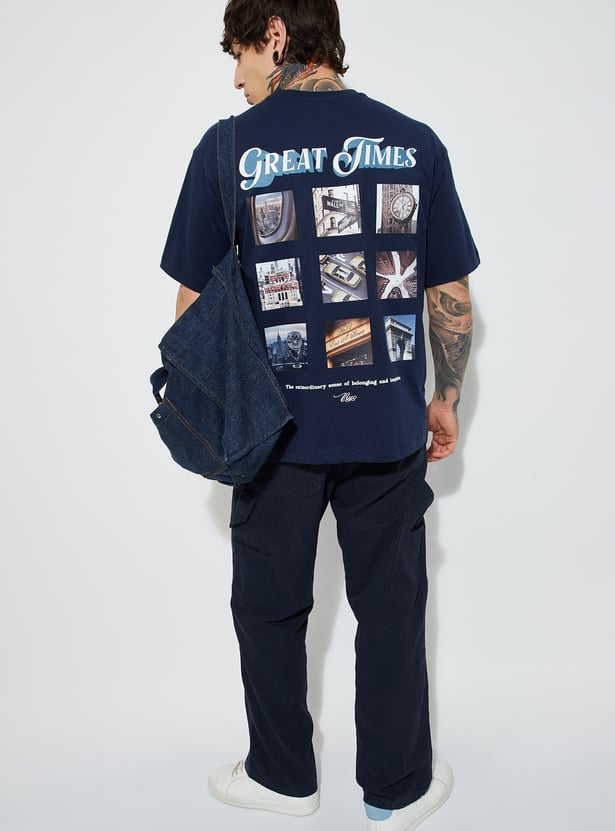 Men’s Printed Oversized T-Shirt with Modern Graphic Prints and Soft Fabric