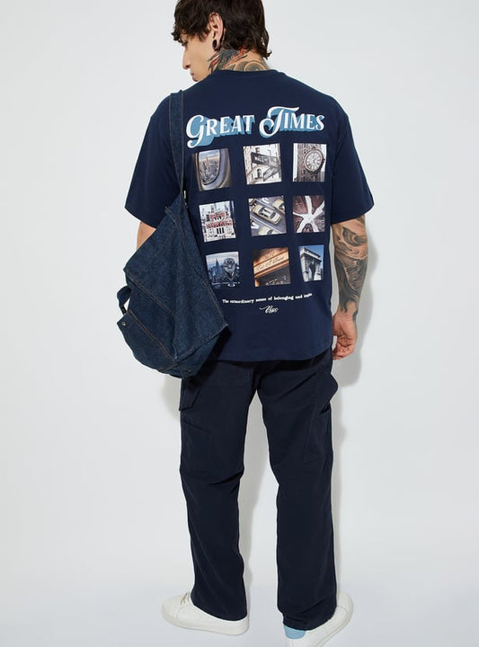 Men’s Printed Oversized T-Shirt with Modern Graphic Prints and Soft Fabric