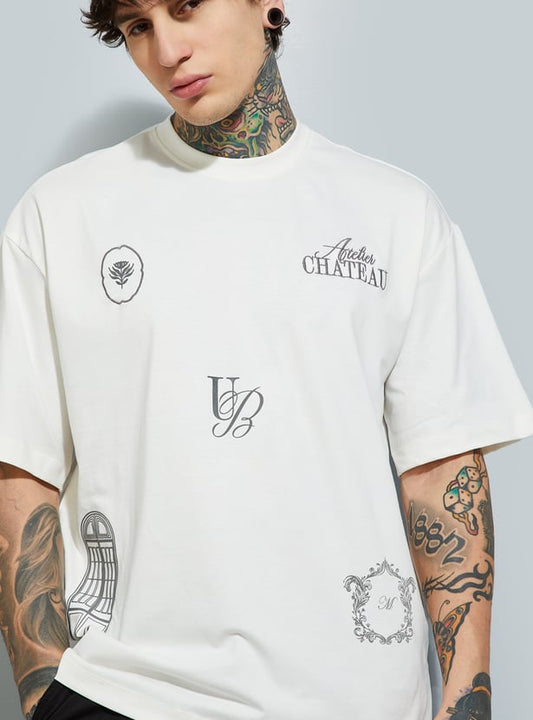 Men Placement Print Oversized T-shirt