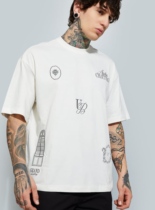Men Placement Print Oversized T-shirt