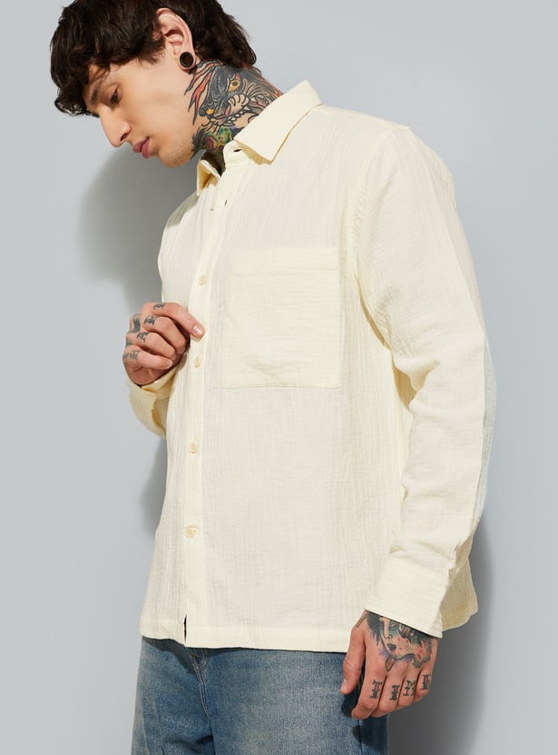 Premium Men’s Textured Relaxed Fit Shirt Perfect for Casual and Street Style Outfits