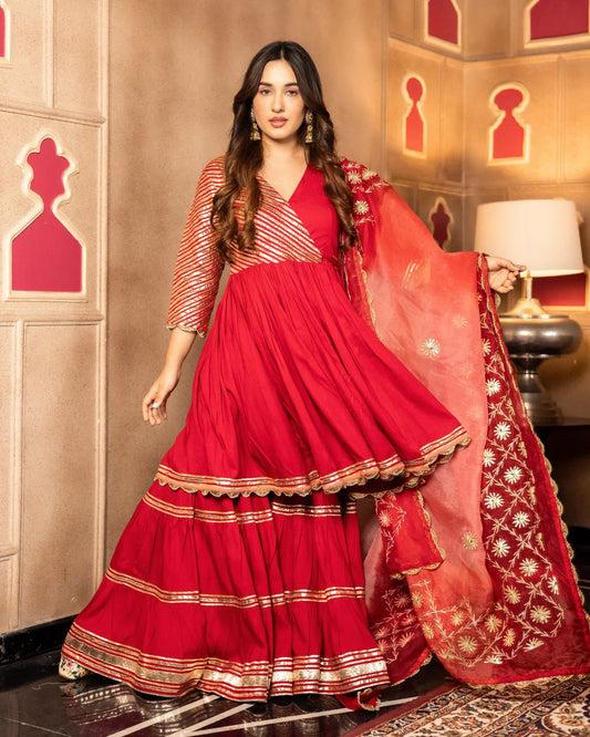 Women’s Anya Traditional Sharara Set with Intricate Gotapatti Detailing