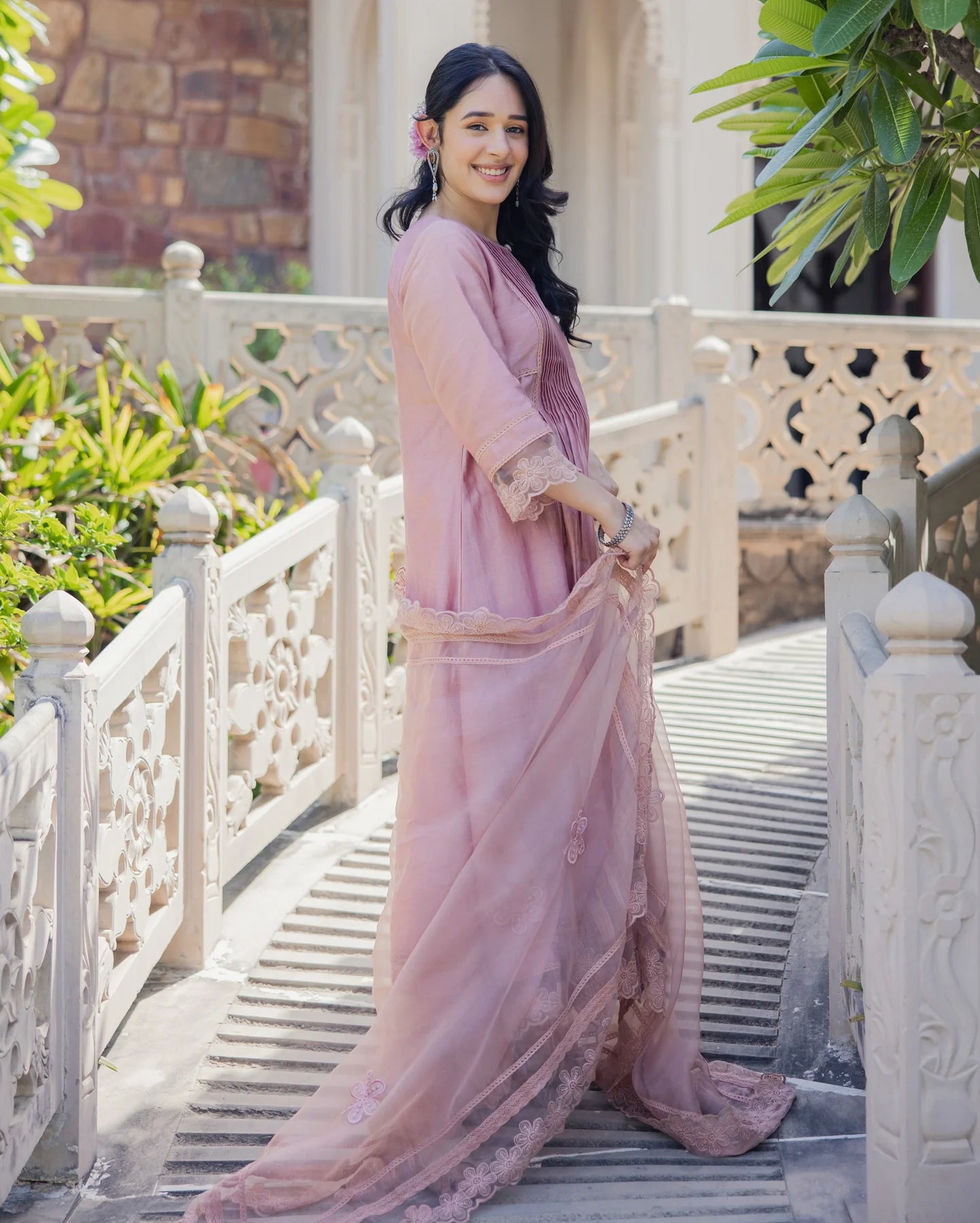 Mary Mauve Embroidered Chanderi Suit Set for Women with Elegant Traditional Detailing