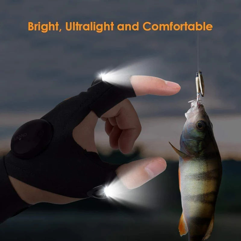 Fingerless LED Gloves with Built-In Flashlights Perfect for DIY Work Outdoor Activities and Hiking