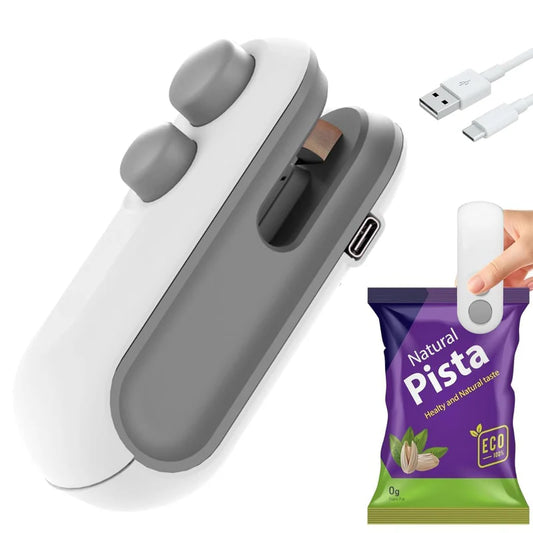 Portable 2 in 1 Mini Bag Sealer with Cutter USB C Rechargeable Food Storage Machine for Chips Snacks and Packets