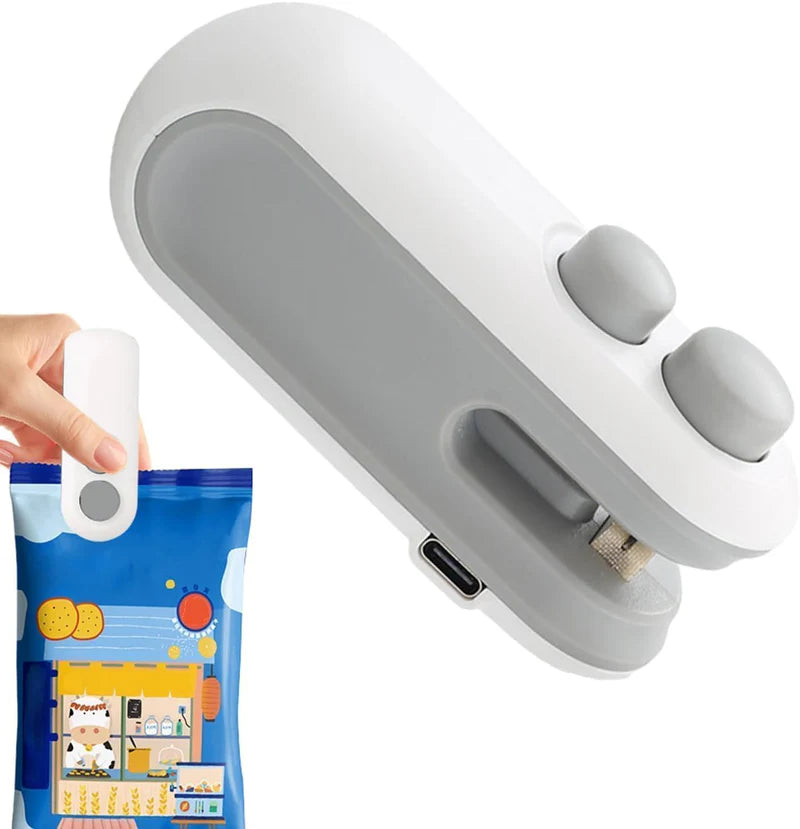 Portable 2 in 1 Mini Bag Sealer with Cutter USB C Rechargeable Food Storage Machine for Chips Snacks and Packets
