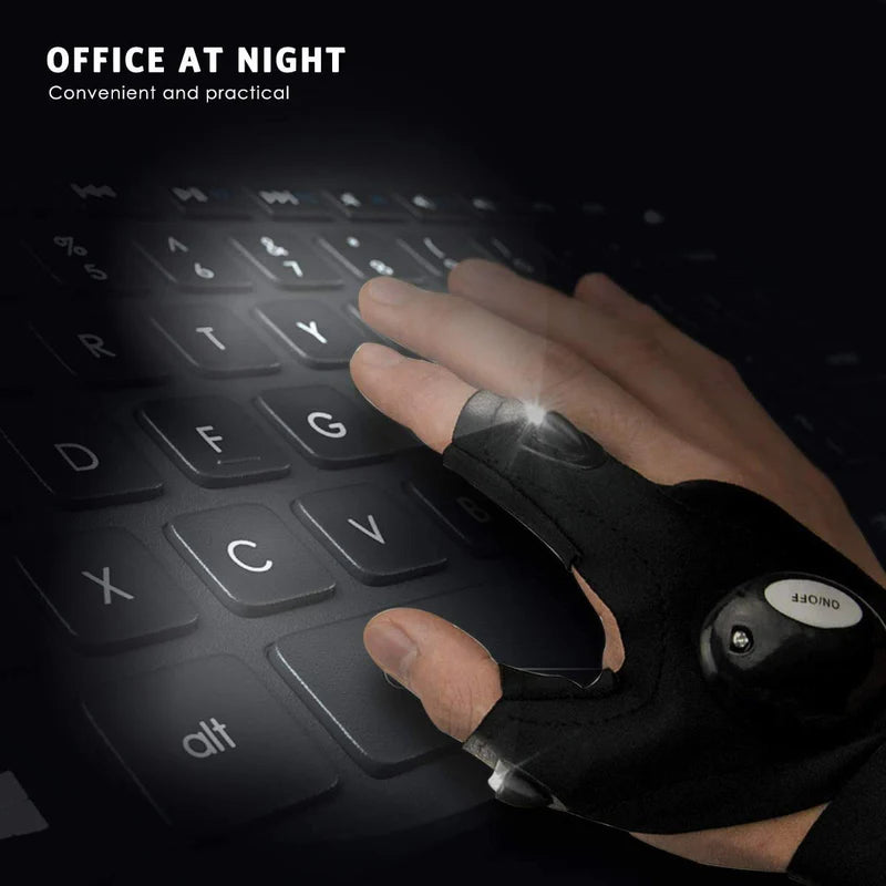 Fingerless LED Gloves with Built-In Flashlights Perfect for DIY Work Outdoor Activities and Hiking