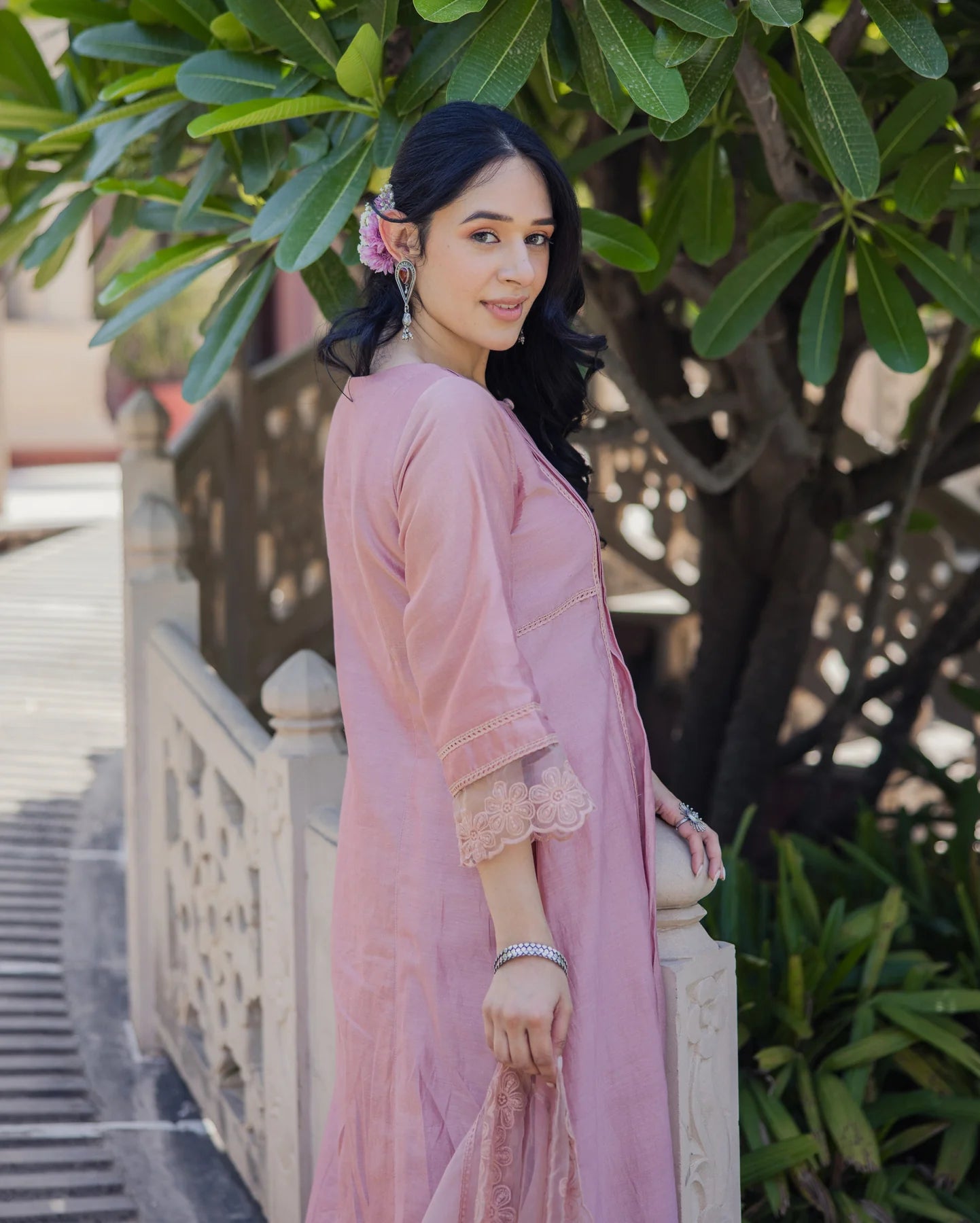 Mary Mauve Embroidered Chanderi Suit Set for Women with Elegant Traditional Detailing
