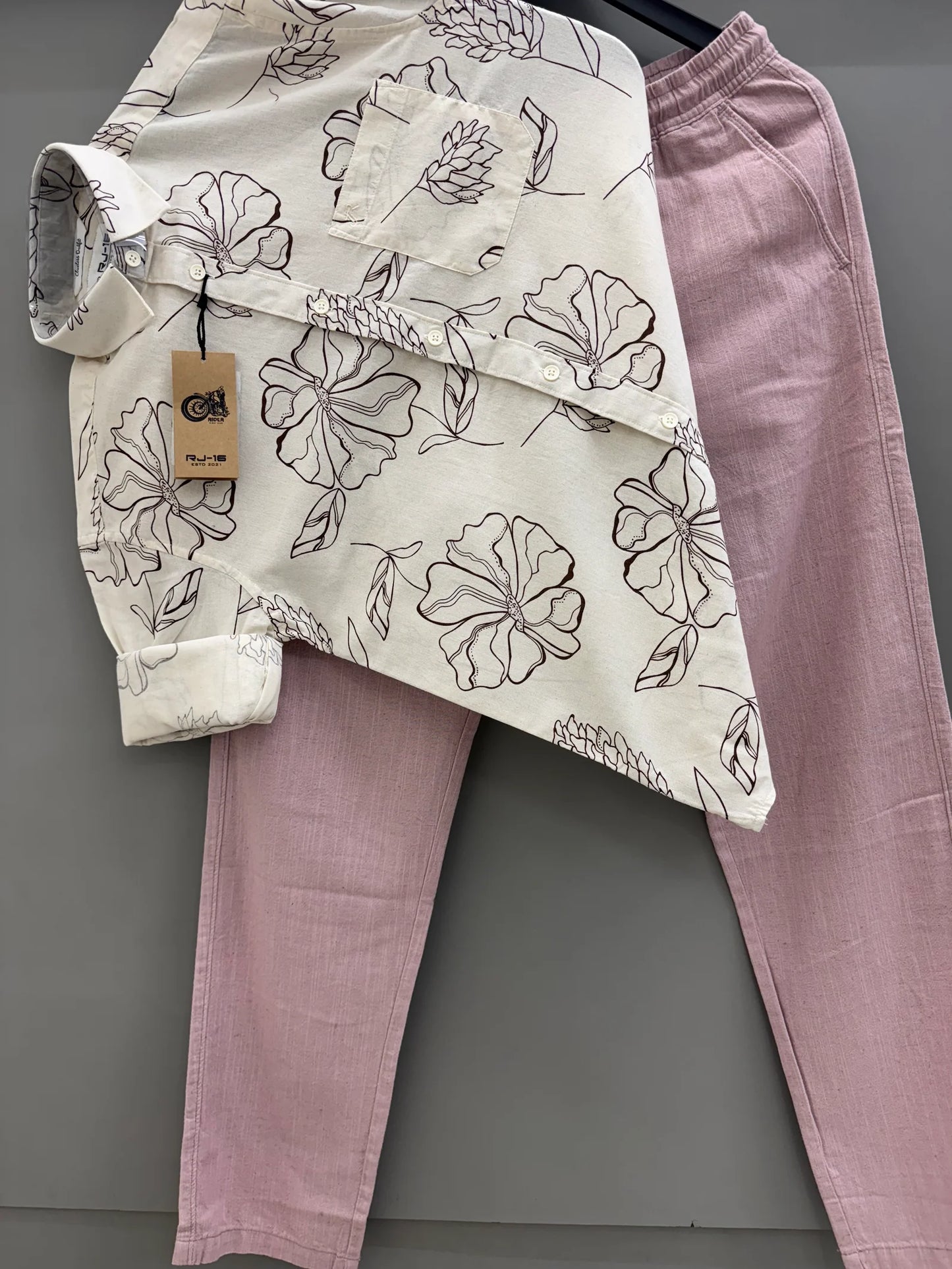 Men’s Linen Printed Shirt with Comfortable Linen Trousers