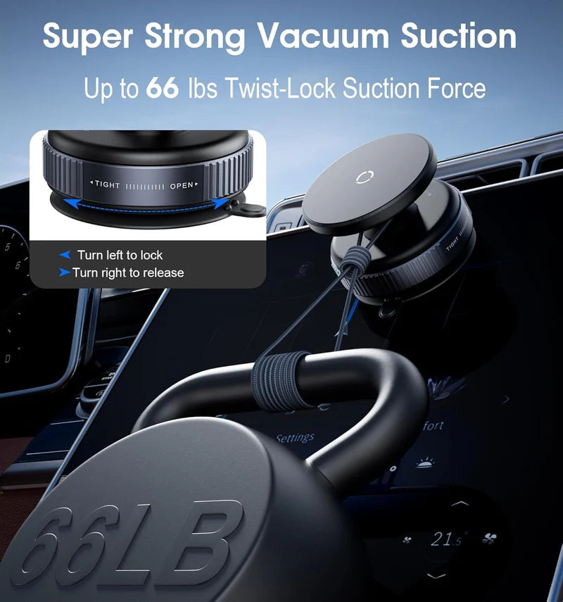 Magsafe Strong Suction Rotating Phone Mount with Magnet Ring for Car Windscreen Shower or Gym Walls