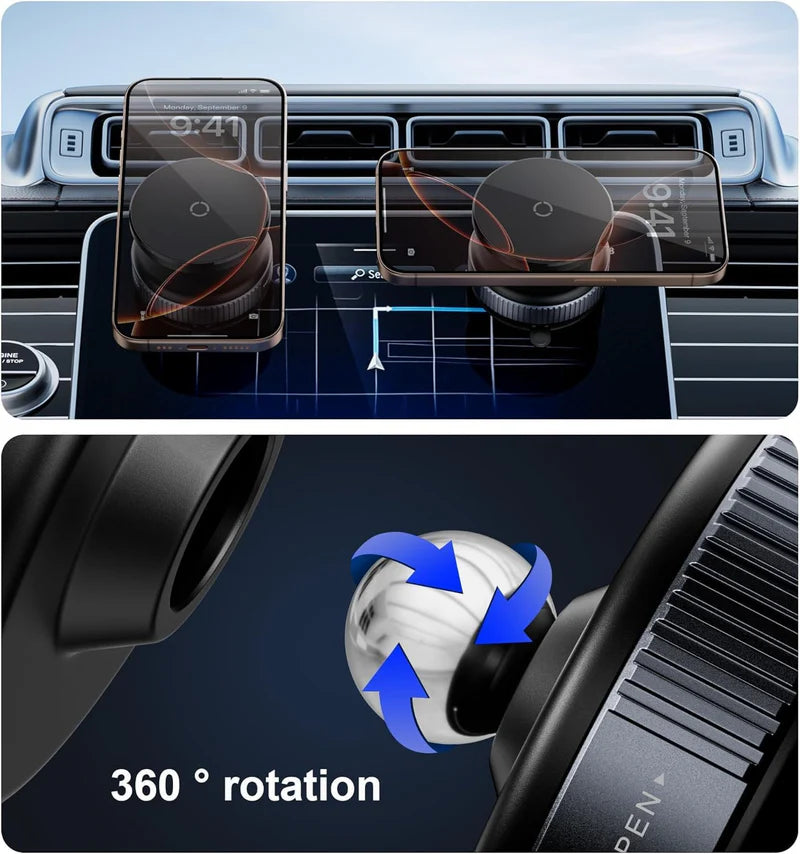 Magsafe Strong Suction Rotating Phone Mount with Magnet Ring for Car Windscreen Shower or Gym Walls