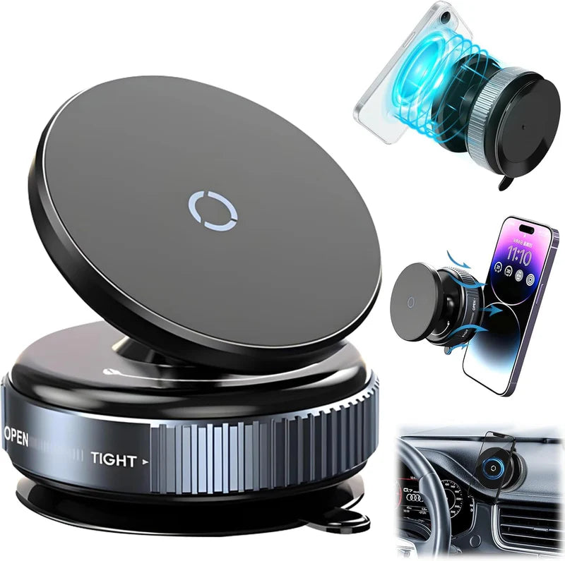 Magsafe Strong Suction Rotating Phone Mount with Magnet Ring for Car Windscreen Shower or Gym Walls
