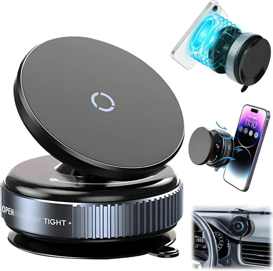 Magsafe Strong Suction Rotating Phone Mount with Magnet Ring for Car Windscreen Shower or Gym Walls