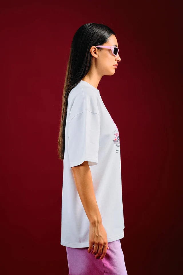 Blush Machine Oversized T-Shirt for Women with Trendy Graphic Print and Relaxed Fit