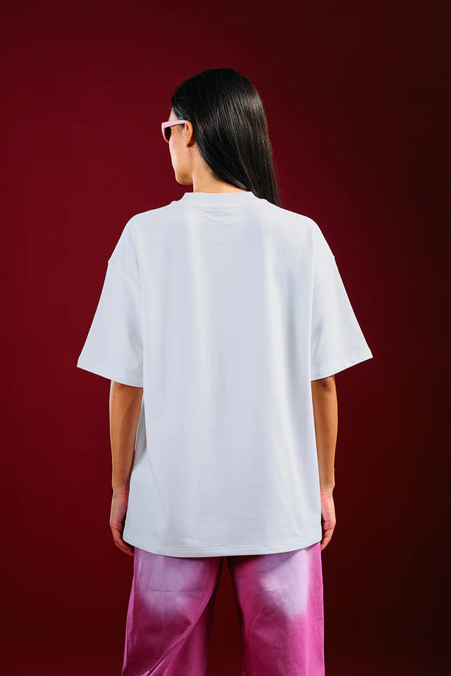 Blush Machine Oversized T-Shirt for Women with Trendy Graphic Print and Relaxed Fit