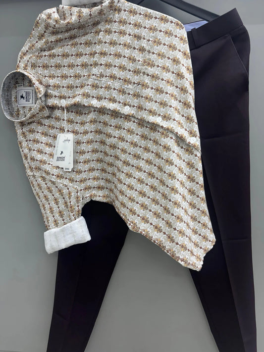 Breathable Printed Shirt Paired with Pant