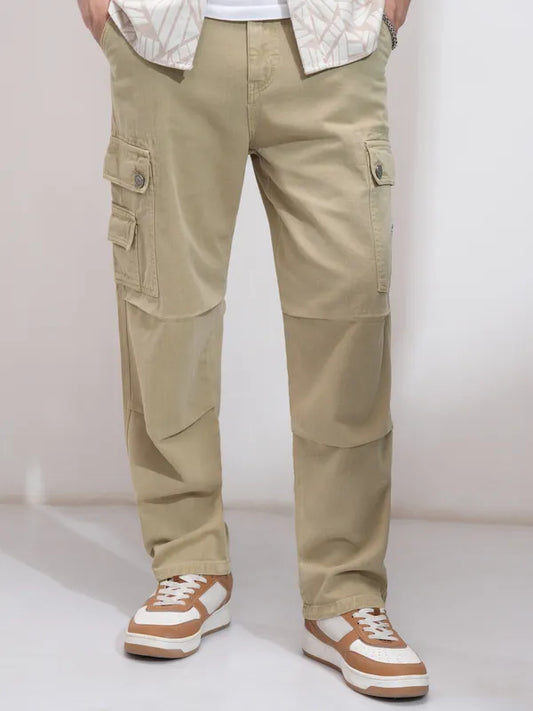 Men Khaki Straight Fit Stretchable Jeans
