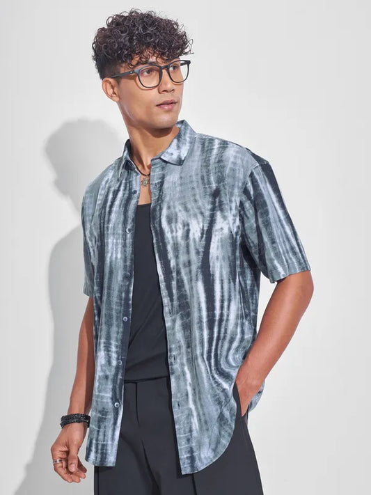 Premium Men’s Grey Printed Oversized Fit Casual Shirt Perfect for Casual