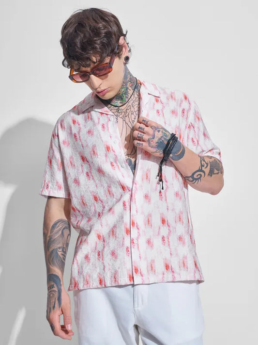 Comfortable Men’s Off White Printed Relaxed Fit Casual Shirt Ideal for Daily Wear and Office Casuals