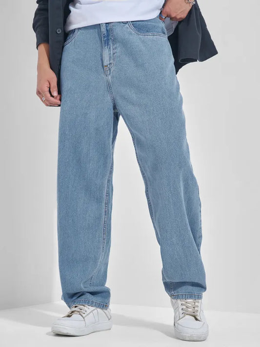 Comfortable Men’s Light Blue Relaxed Fit Jeans Perfect for Daily Wear and Urban Style