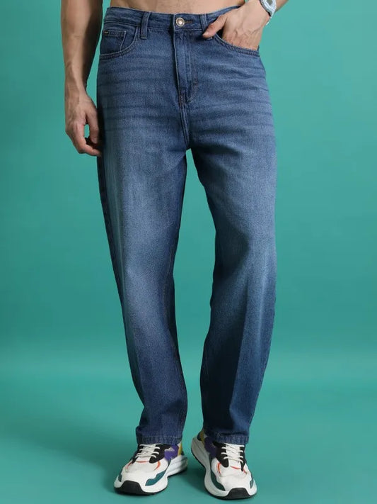 Men’s Blue Relaxed Fit Jeans with Sleek Design, Durable Denim, and Everyday Style Appeal