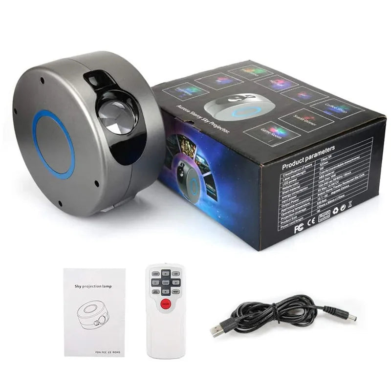 Upgraded Galaxy Projector with Rotating Laser Lights and Bluetooth Speaker Type-C Powered
