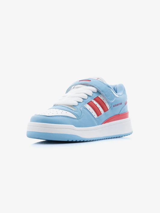 Stylish Baligurysn Drip White Blue Red Sneakers with Flat Sole and Modern Street Style Design