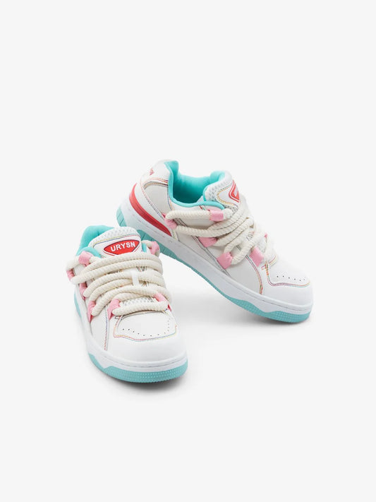 Classic Urban Mint Pink Flat Low Top Sneakers for Women with Durable Rubber Outsole