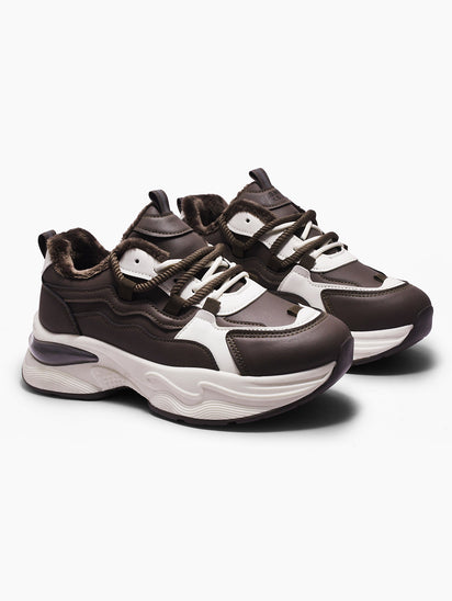 Classic Brown Sneakers for Women with Durable Rubber Outsole