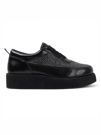 Stylish Black Platform Shoes for Women with Chunky Heel Design