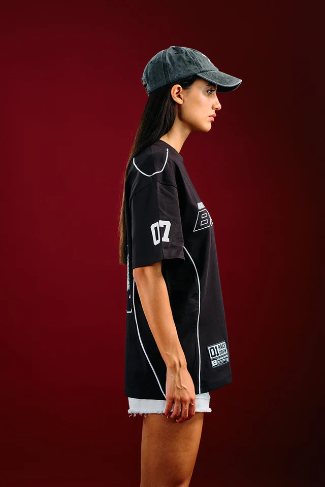 Women’s Trackside Oversized T-Shirt with Modern Printed Design and Comfortable Fit