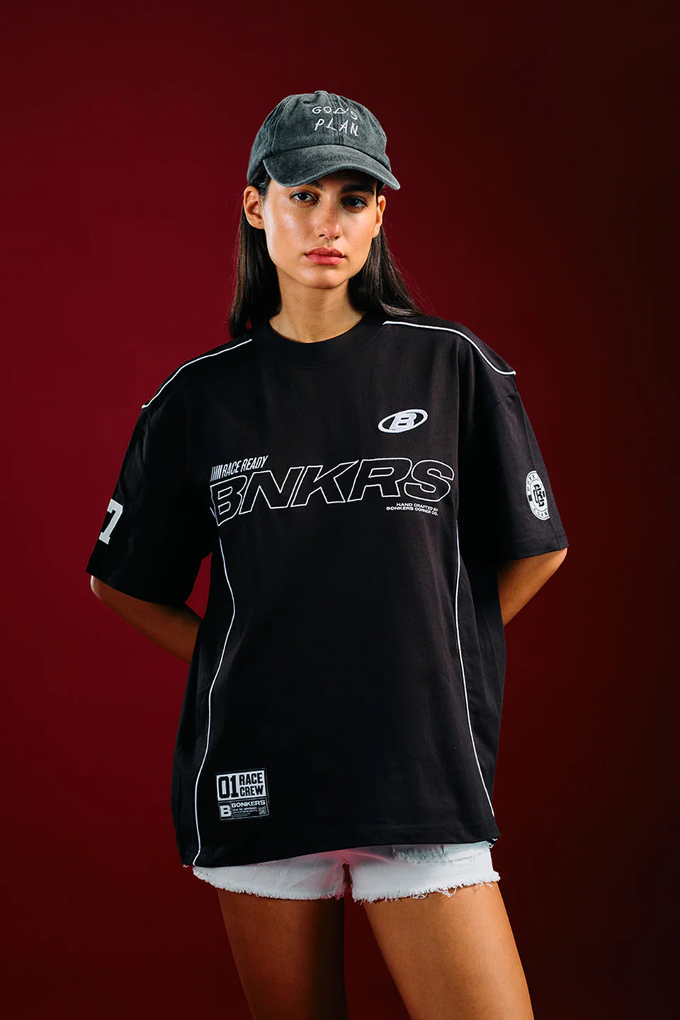 Women’s Trackside Oversized T-Shirt with Modern Printed Design and Comfortable Fit