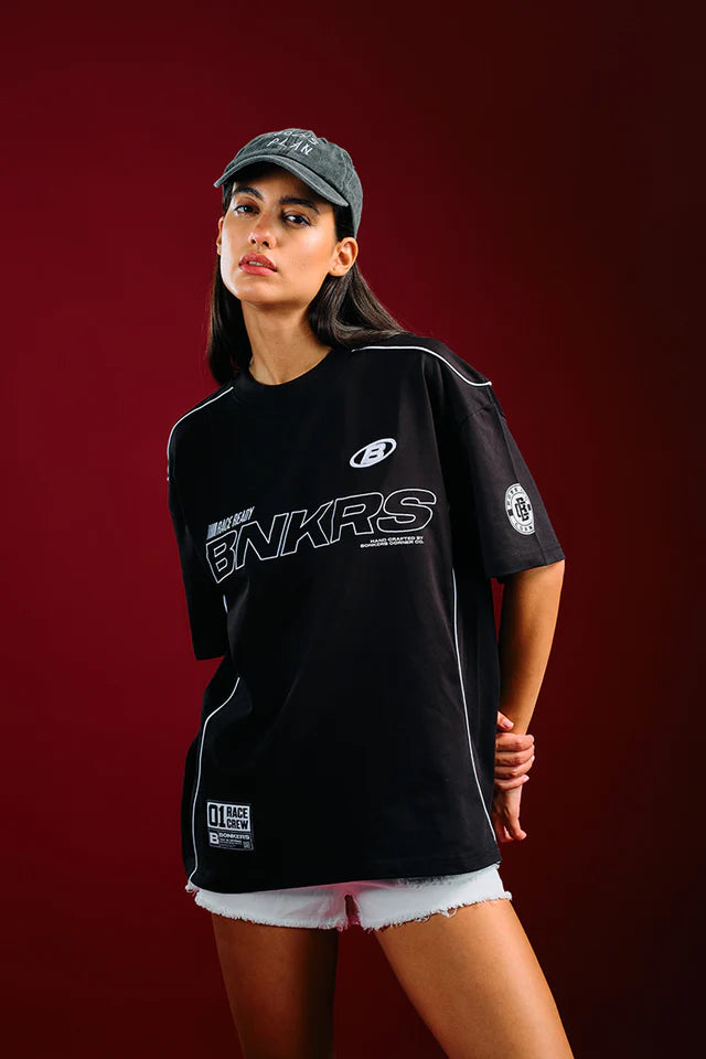 Women’s Trackside Oversized T-Shirt with Modern Printed Design and Comfortable Fit