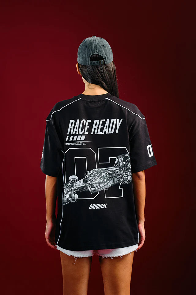 Women’s Trackside Oversized T-Shirt with Modern Printed Design and Comfortable Fit